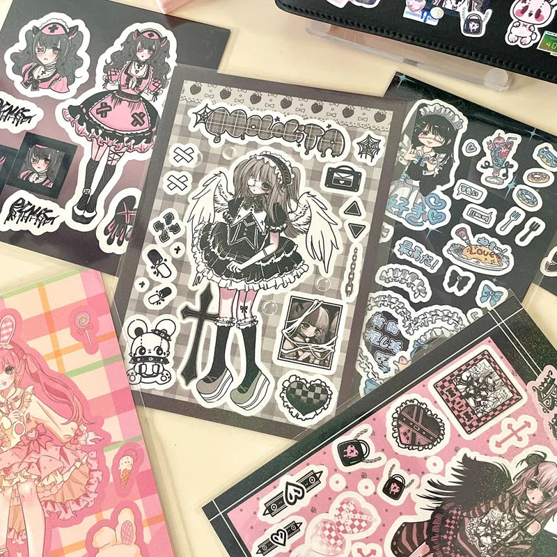 Korean Cute Maid Devil Angel Girl Stickers Scrapbooking DIY Album Decoration Sticker Aesthetic Personalized Kawaii Stationery (ONLINE ORDER ONLY)