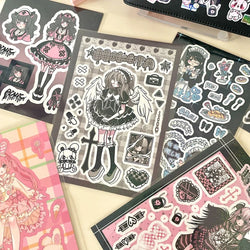 Korean Cute Maid Devil Angel Girl Stickers Scrapbooking DIY Album Decoration Sticker Aesthetic Personalized Kawaii Stationery (ONLINE ORDER ONLY)