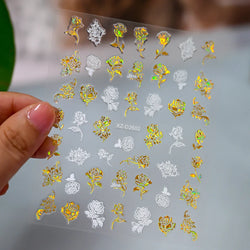 1pc Bohemian Valentine Nail Stickers 3D Self-Adhesive Fantasy Nail Art Glitter Sun, Heart, Lock, Star & Moon Designs Nail Decals (ONLINE ORDER ONLY)