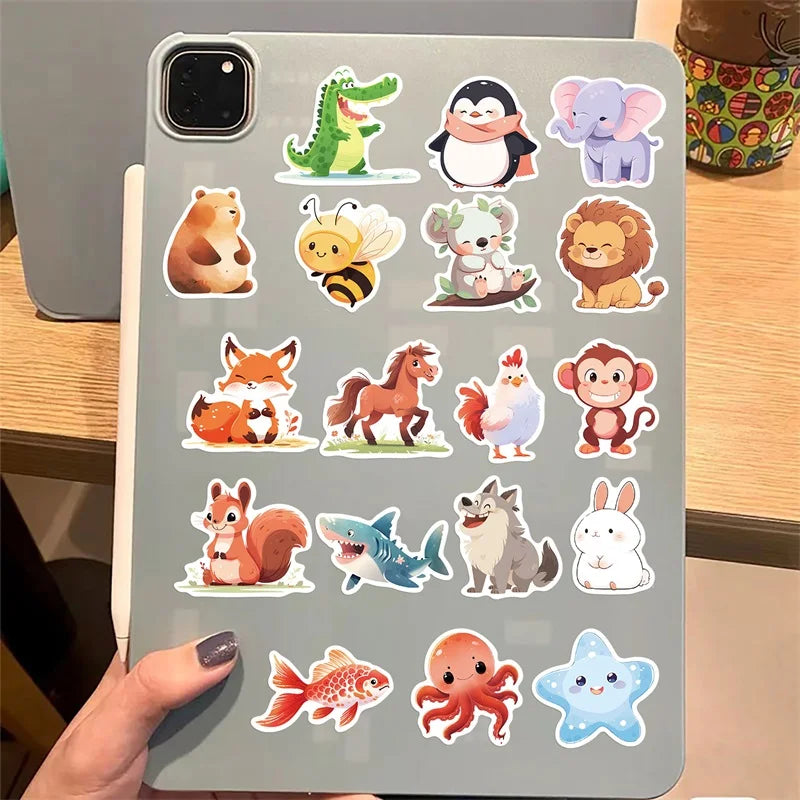 10/30/50PCS Cartoon Smile Animal PVC Sticker Aesthetic Decoration Scrapbooking Korean Stationery School Supplies for Kids (ONLINE ORDER ONLY)
