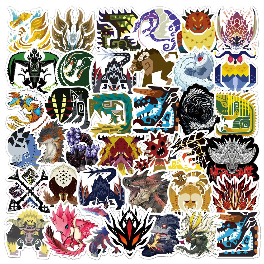 50pcs Blood Monster Hunter Stickers for Helmet, Wall, Desktop Decoration (Online Order Only)