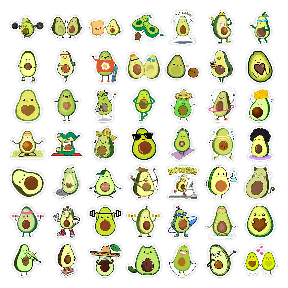 10/25/50PCS Cute Lovely Avocado Stickers Small Self-Adhesive Decals Photo Album Journal Scrapbook Luggage Refrigerator Notebook (ONLINE ORDER ONLY)
