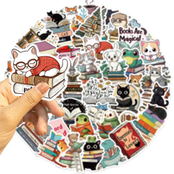 50PCS Animals Reading Stickers for Toy DIY Luggage Laptop Guitar Skateboard Phone Case Bike Car Cartoon Stickers (ONLINE ORDER ONLY)