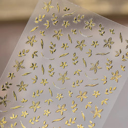 Gold Hot Stamping Flowers Leaves 3D 5D Pearl Bead Delicate Self Adhesive Nail Art Decorations Stickers Manicure Decals Wholesale (Online Order Only)