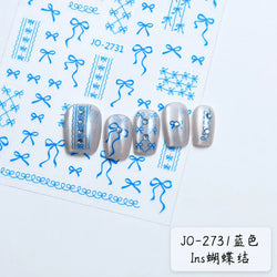 Gold Silver White Black Pink Blue Bowknot Ribbon Flat 3D Line Gird Strap Tie Elegant Charming Nail Art Stickers Manicure Decals (ONLINE ORDER ONLY)