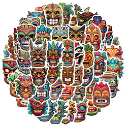 Indigenous Mask Waterproof Stickers 10/30/50Pcs for Suitcase, Skateboard, Laptop, Luggage, Phone, DIY Decal (ONLINE ORDER ONLY)