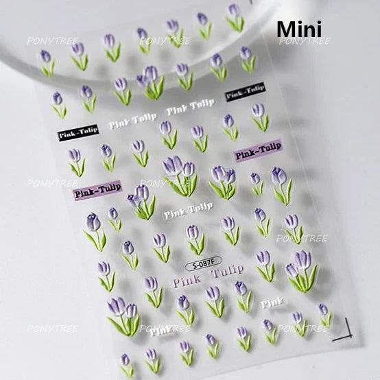 Romantic Flowers Bouquet Butterfly Rose Bowknot Candlestick Wreath Love Heart 5D Self Adhesive Nail Art Stickers Manicure Decals (Online Order Only)