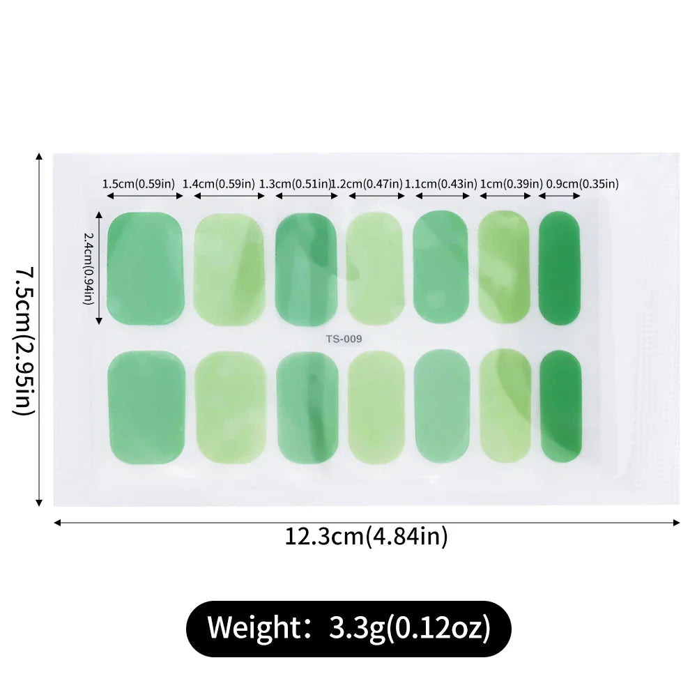 14Tips Solid Color Stickers Nail Art Supplies European & American Simple Decals Oil Film Decals Press on Nails Stickers Designer (ONLINE ORDER ONLY)