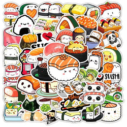 10/30/50PCS Cute Cartoon Sushi PVC Sticker Aesthetic Sticky Decoration Scrapbooking Korean Stationery School Supplies for Kids (Online Order Only)
