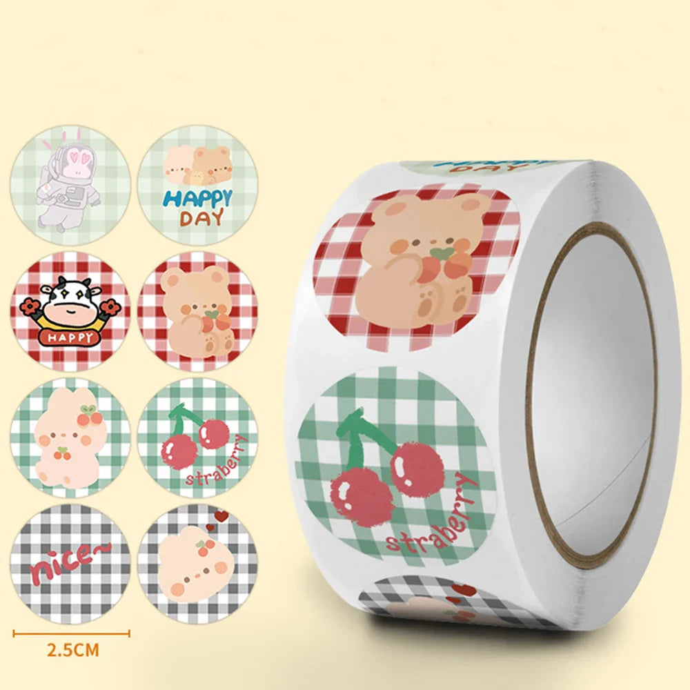 100-500pcs Cute Cartoon Stickers 1inch Reward Sticker Round Rainbow Seal Labels for Handmade Gift Packing Decor Kids (Online Order Only)
