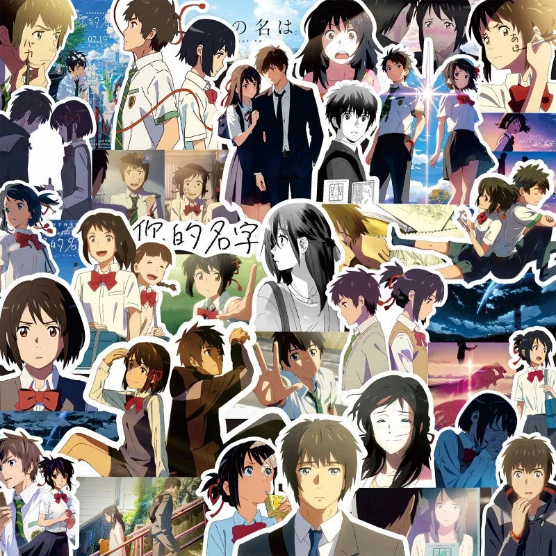 50pcs Your Name Anime Sticker Pack for Luggage, Water Bottles, Phones, Laptops, Cars, Scooters, Fridges (Online Order Only)