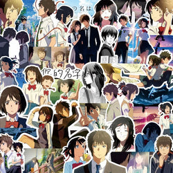 50pcs Your Name Anime Sticker Pack for Luggage, Water Bottles, Phones, Laptops, Cars, Scooters, Fridges (Online Order Only)