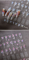 Butterfly Flower Hollow Out Lace Delicate Floral Print Shiny Cloth Block Insect Self Adhesive Nail Art Stickers Manicure Decals (Online Order Only)