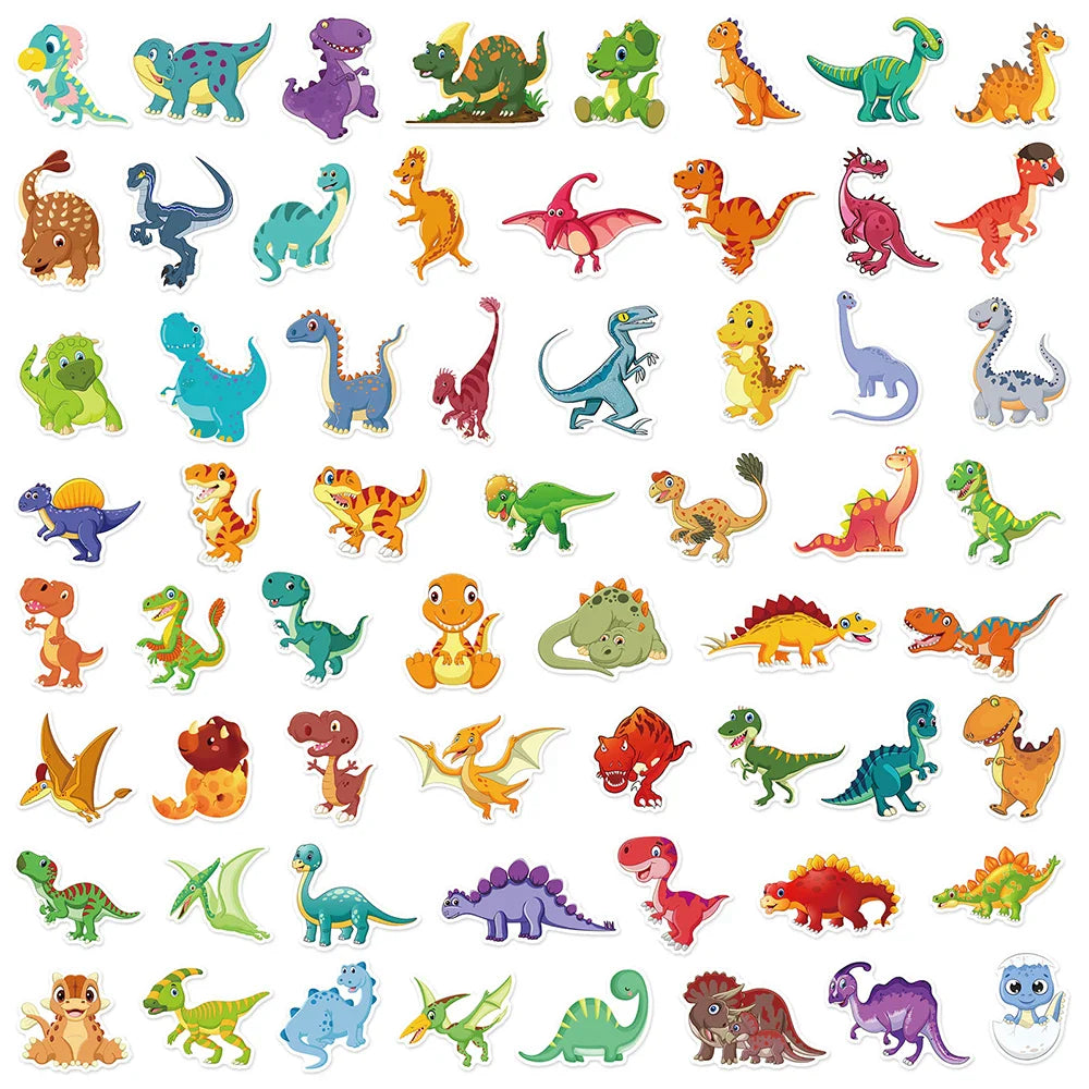 10/30/60PCS Cute Cartoon Dinosaur Stickers Toys Stationery Notebook Skateboard Laptop Fridge Guitar Bottle Car Waterproof Decals (Online Order Only)
