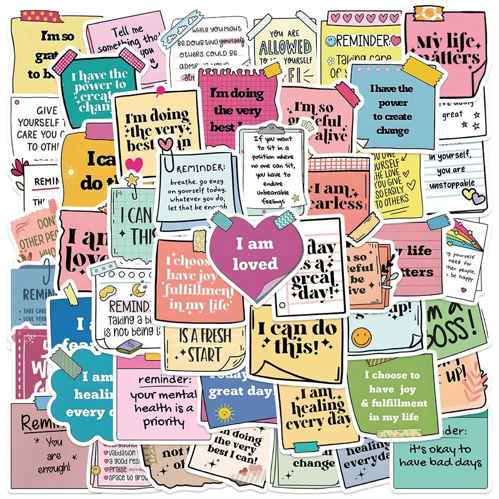 10/50Pcs Inspirational Positive Words Label Stickers Motivational Graffiti Decals Diary Phone Laptop Luggage Skateboard Sticker (ONLINE ORDER ONLY)