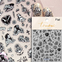 Black White Pearl Lace Butterfly Cross Retro Figure Flower Symmetric Self Adhesive Nail Art Stickers  Manicure Decals Wholesale (ONLINE ORDER ONLY)
