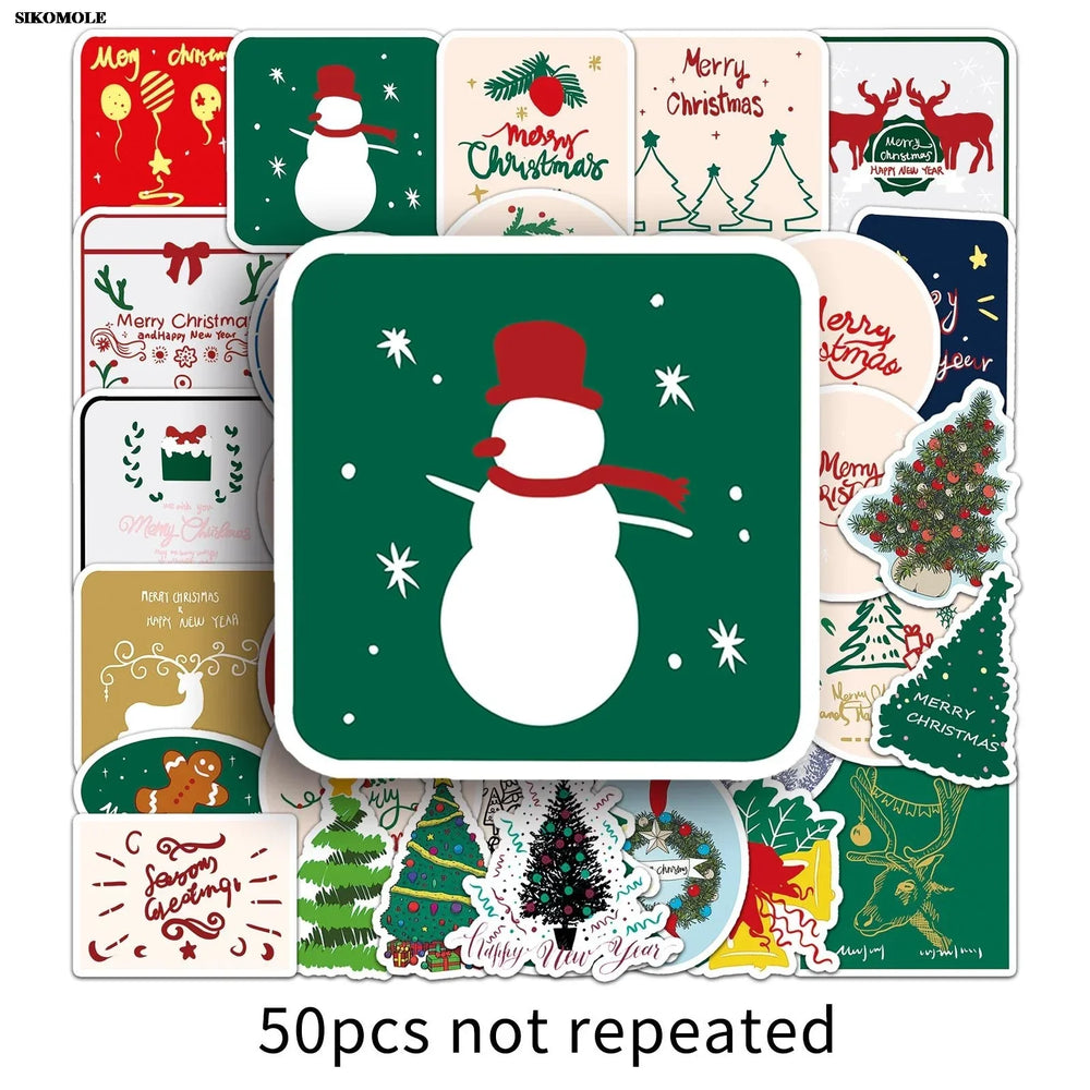 Cartoon Santa Snowman Christmas Stickers 10/50/100PCS Laptop Luggage Decals Kids Gift (Online Order Only)