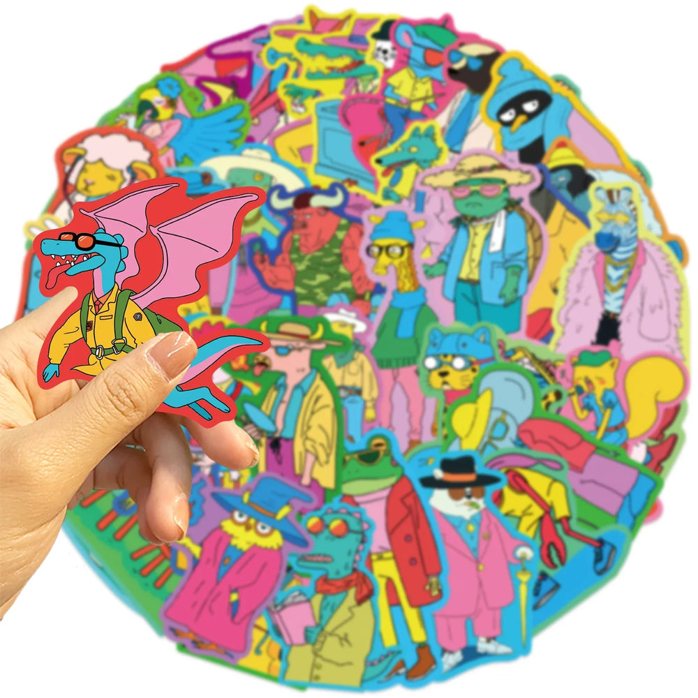 50pcs Cartoon Colorful Animal Stickers For Luggage Skateboard Laptop Guitar Aesthetic Graffiti Sticker Decals Toys (ONLINE ORDER ONLY)