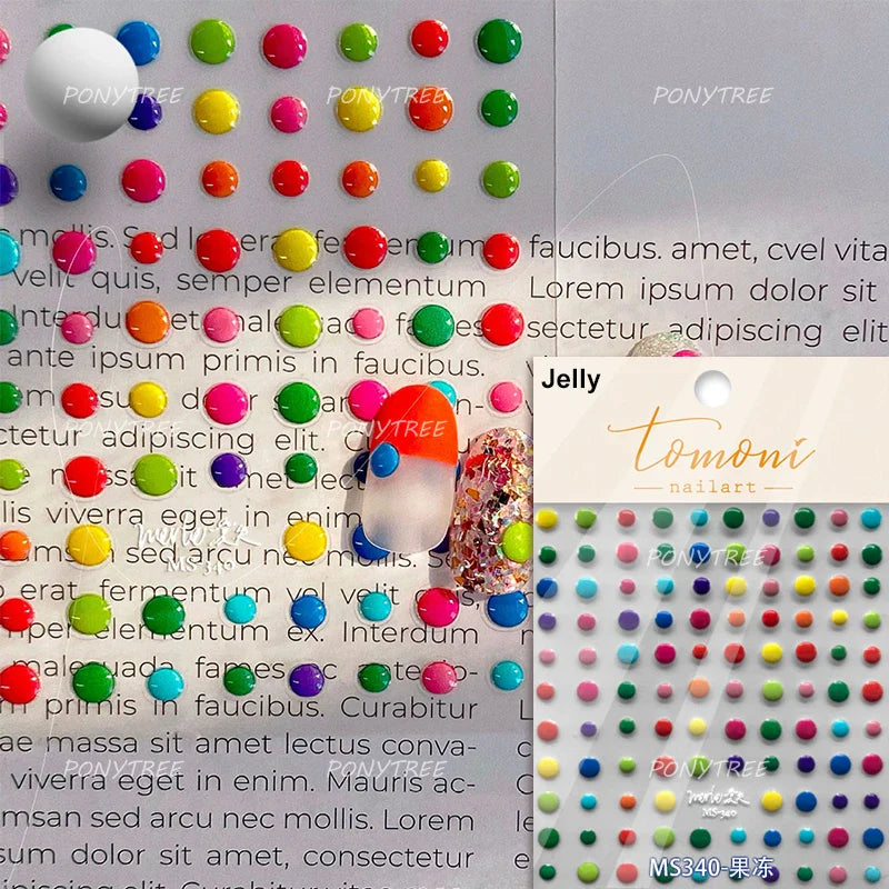 Colourful Graffiti Round Dot Line Water Droplet Cute Comma Geometric Jelly 5D Self Adhesive Nail Art Stickers Manicure Decals (Online Order Only)