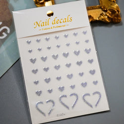 1Pc Red Pink White Heart Bow Nail Art Stickers with Glitter Sequins 5D Self Adhesive Nail Decorations Slider Decals DIY Manicure (ONLINE ORDER ONLY)