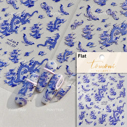 Chinese Dragon Auspicious Beast Mythological Legend Noble Loong Blue Pink Soft Relief Adhesive Nail Art Sticker Manicure Decals (ONLINE ORDER ONLY)