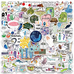 50/100pcs Biology Stickers Funny Aesthetic Decals Vinyl Waterproof Laptop Luggage Fridge Stationery Scrapbook Phone Sticker (ONLINE ORDER ONLY)
