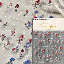 Metal Effect Rose Flower Pattern Totem Photo Frame Self Adhesive Nail Art Sticker Romantic Chic Wreath Rhinestone Manicure Decal (Online Order Only)