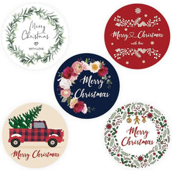 100-500pcs Christmas Stickers Holiday Label, Family Merry Christmas Stickers, Xmas Decorative Envelope Seals Stickers for Cards (ONLINE ORDER ONLY)