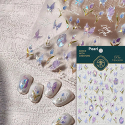 Tulips Flower Letter Bowknot Butterfly Irregular Lines Pearl Tender 5D Adhesive Nail Art Stickers Manicure Decals Stick on Nail (ONLINE ORDER ONLY)