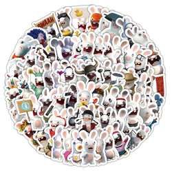 Rabbids Invasion Stickers: Cartoon Decals for Scrapbook, Laptop, Phone, Car, Bike, Skateboard - 10/30/50/104PCS (Online Order Only)