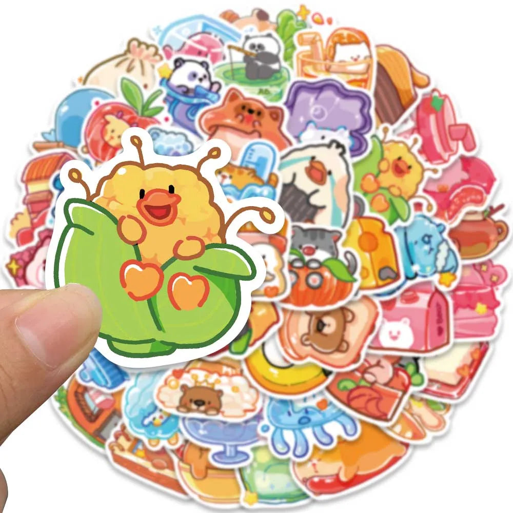 50pcs Cute Cartoon Animals Stickers For Laptop Water Bottle Guitar Luggage Waterproof Graffiti Stationery Vinyl Decals (ONLINE ORDER ONLY)