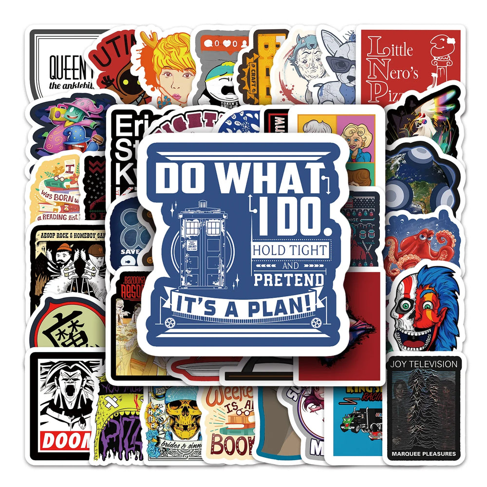 50Pcs Cartoon Waterproof Vinyl Stickers for Skateboard Snowboard Decals (Online Order Only)