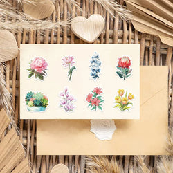 50pcs Plant Flower Stickers Aesthetic Ins Decals Kids Toy DIY Notebook Bike Phone Luggage Car Waterproof Decoration Sticker (Online Order Only)