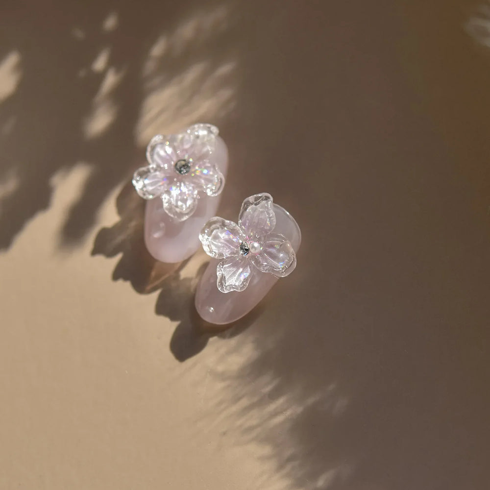 Vigour Crystal Flower Peach Blossom Garden Springtime Petal Self Adhesive Nail Art Stickers Chic Jelly Rhinestone Manicure Decal (ONLINE ORDER ONLY)