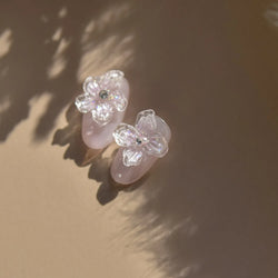 Vigour Crystal Flower Peach Blossom Garden Springtime Petal Self Adhesive Nail Art Stickers Chic Jelly Rhinestone Manicure Decal (ONLINE ORDER ONLY)