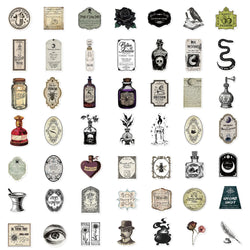 50PCS Retro Potion Label Gothic APothecary Stickers For Helmet Car Skateboard Laptop Phone Sticker DIY Graffiti Cool Decal (ONLINE ORDER ONLY)