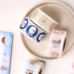 500pcs/Roll Cartoon Animal Stickers Anime Round Seal Diy Laptop Decals Stickers Cute Book Children Reward Kids Toy Gift (ONLINE ORDER ONLY)