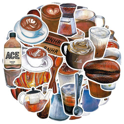 Bread Coffee Stickers Vintage Decals DIY Fridge Notebook Phone Skateboard Suitcase Wall Graffiti 10/30/50pcs (Online Order Only)