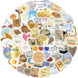 10/63pcs INS Wind Butter Bread Stickers Decals Cartoon Graffiti DIY  Notebook Luggage Wall Decoration PVC Sticker (ONLINE ORDER ONLY)