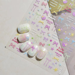 Black Rabbit Bunny Ribbon Bowknot Flower Cake Daisy Dessert Knife Fork Butterfly Self Adhesive Nail Art Stickers Manicure Decals (ONLINE ORDER ONLY)