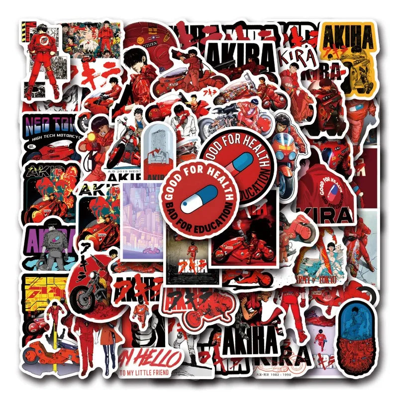 55pcs AKIRA Cartoon Stickers for Laptop, Phone, Car, Scooter, Water Bottle, Suitcase, Refrigerator, Stationery (ONLINE ORDER ONLY)