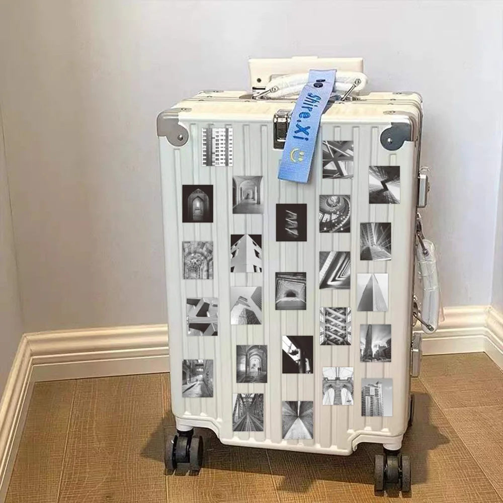 10/30/52pcs Black White Art Cool City Stickers Decal Laptop Phone Guitar Luggage Skateboard Car Waterproof Funny Sticker Kid Toy (Online Order Only)