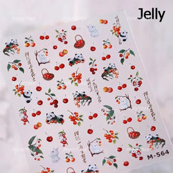 Lovely Mini Red Cherry Jelly Star Sun Fruit Charming Silver 3D 5D Self Adhesive Nail Art Stickers Cute Manicure Decals Wholesale (ONLINE ORDER ONLY)