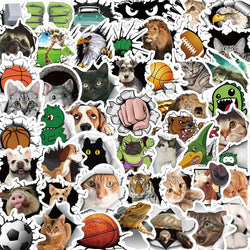 10/30/50PCS 3D Animals Stickers Hole View Vivid Cute Decals For Kids DIY Notebook Laptop Bike Car Phone Graffiti Sticker Kid Toy (ONLINE ORDER ONLY)