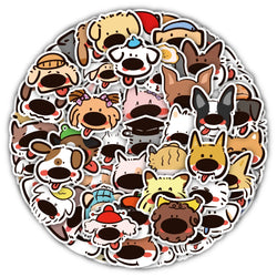 10/60Pcs Cute Animal Big Nose Dog Cartoon Stickers Decals Kid Toy Skateboard Laptop Phone Luggage Funny Waterproof Sticker (ONLINE ORDER ONLY)
