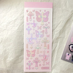 Cute Star Moon Rose Series Laser Stickers Hand Account Idol Card DIY Material Decorative Sticker Personalized Korean Stationery (ONLINE ORDER ONLY)