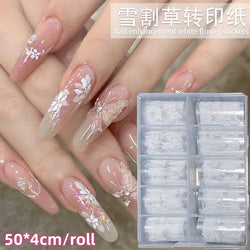 10 Rolls White Flower Petal Butterfly Design Nail Foil Transfer Stickers Glossy Glitter Nail Art Supplies for Women & Girls DIY* (ONLINE ORDER ONLY)