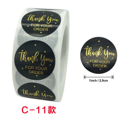 50-500pcs Labels 1inch Round Gold Foil Thank You Stickers For Cards Envelope Sealing Label Stickers Wedding Party Gift Sticker (ONLINE ORDER ONLY)