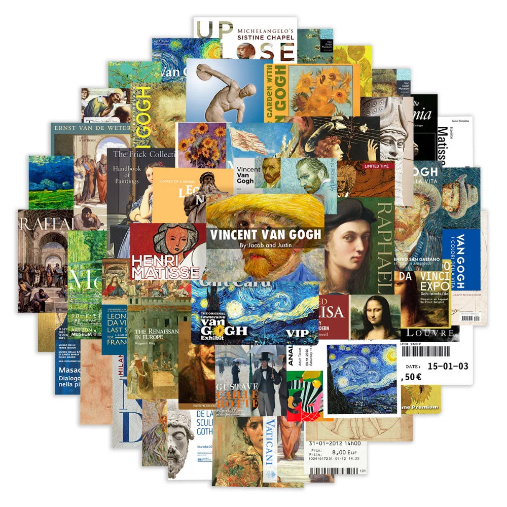 10/50Pcs Oil Painting Style Art Pattern Artist Van Gogh Stickers for Laptop Phone Guitar Suitcase Notebooks Motorcycle Sticker (Online Order Only)