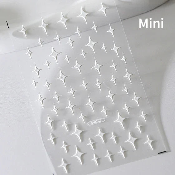 Winter Christmas Crystal Delicate Hexagon Romantic Laser Silver Chic Snowflakes Self Adhesive Nail Art Sticker 5D Manicure Decal (ONLINE ORDER ONLY)